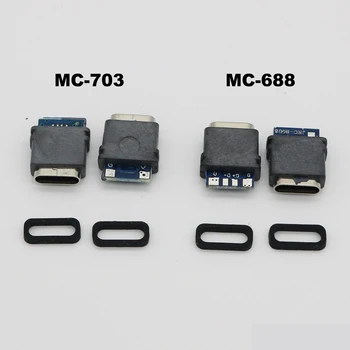 10pcs USB tip C Tip-C 16PIN 5A S Odbor Varilne Žice Vrste Ženski Sedež z Vodoodporno Tesnilo IPX7