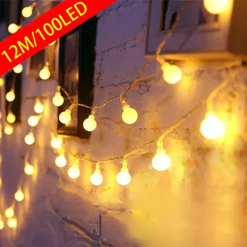 12M Žogo LED Niz Luči na Prostem Žogo Verige Luči Garland Luči, Žarnica Pravljice Luči Doma Stranka Poročni Vrt Božični Dekor