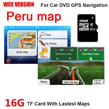 16GB Zemljevid SD Kartico Za WCE sistema Avto GPS Peru