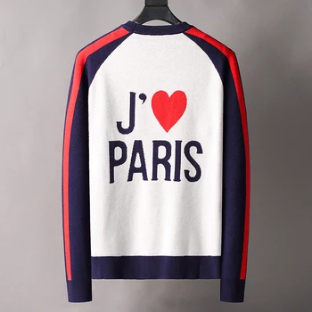 2022 moški pulover z dolgimi rokavi Pulover barvni kontrast ljubezen, Paris design jeseni in pozimi slim trend prosti čas posadke vratu NOVA