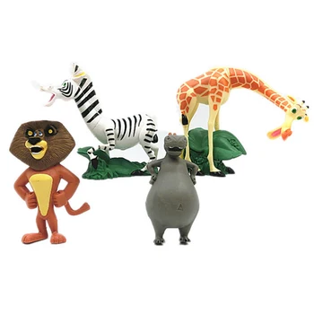 4Pcs/Set Anime Film Madagaskar Model Lutke Živali Lev, Zebra, Žirafa Zbirka Številke Otroci Igrače, Darila, Torta, Toppers