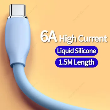 6A USB Tip C Kabel 1,5 M Za Huawei Honor Hitro Polnjenje Žičnih Podatki Kabel Za Xiaomi Redmi Samsung Oneplus Polnilnik Skladu Silikona