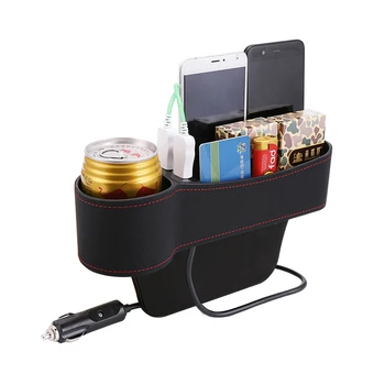 Avto Ustvarjalne Vode Držalo Sedeža Vrzel Škatla za Shranjevanje Usnje USB Polnjenje Splošno Auto Deli Material Nalaganje Tidying Organizator