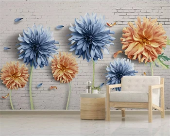 beibehang velikosti po Meri Preprosto steno papirjev doma dekor chrysanthemum opeke nostalgično cvetlični TV ozadju debela ozadje behang