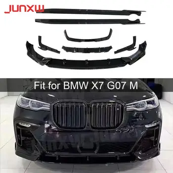 Carbon Fiber Gloss Črna Spredaj Ustnice Zadnji Difuzor Spojler Strani Krilo za BMW X7 G07 M Sport 2019-2021 ABS karoserije Kompleti