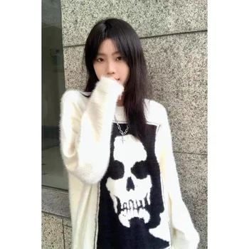 Deeptown Bel Pulover Ženske Letnik Ženske Pletene Džemper Gothic Pletenine Korejski Moda Ulične Prevelik Estetske Jeseni