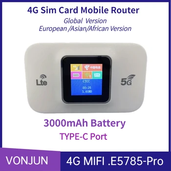 E5785-Pro 4G Mobilni WIFI 3000mAh Žep Hotspot LCD Sim Kartico, Usmerjevalnik Tip-C USB