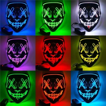 Halloween Neon Led Purge Maske Masque Maškarada Stranka Maske Svetlobe Rastejo v temi Grozo Masko Žareče Masker