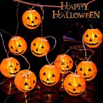 Halloween Pumpkin Lantern LED Luči Niz Oranžna Duha, Obraz Nasmejan Obraz Počitnice Dekorativna Luč Terorja Vzdušje Svetlobe