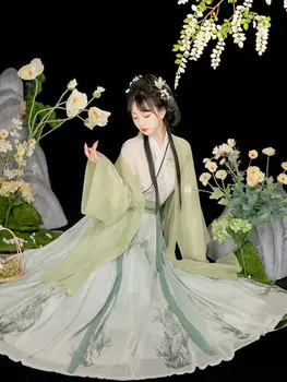 Hanfu Obleka Ženske Starodavne Kitajske Dinastije Song Hanfu Set Ženskih Cosplay Kostum Stranka Poletje Hanfu Obleko 3pcs Kompleti Za Ženske