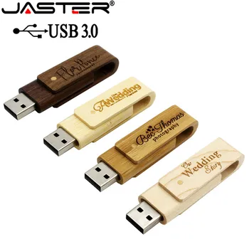 JASTER USB 3.0 free osebno prilagajanje lesene vrtljiv usb flash drive obrnite pendrive 64GB 16GB 32GB pomnilniško kartico memory stick