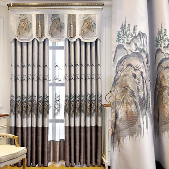 Kitajski dnevni sobi svetlo siva zavesa, modern classical Zen novi Kitajski spalnica svetlobno razkošje slog Kitajski stil