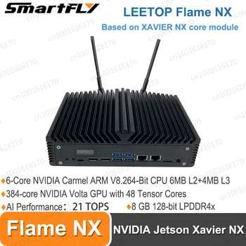 LEETOP Plamen NX Polje Pasivno Hlajenje NVIDIA Jetson Xavier NX 21 VRHOVI AI Uspešnosti Dual Gigabit Ethernet vrata do 6 fotoaparati