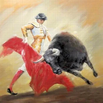 Najboljše Storitve in Ceno za Platno Bika Oljna slika Usposobljenih Umetnikov 100% Ročno pobarvane Stenske Umetnosti Dekoracijo Bullfight Oljno sliko