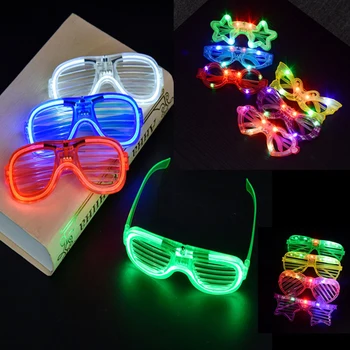 Naključno Barvni LED Svetlobna Očala Halloween Neon Žareče Božično zabavo, Utripajoča Lučka Sveti sončna Očala Festival Dobave