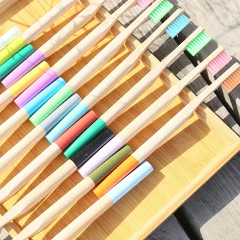 Nove Multi-Barve Bambusa Zobna Ščetka Set Eco-Prijazen, Biološko Razgradljiv Mehko Krtačo Zobe Odraslih Organskih Lesa Pisane Zobne Ščetke