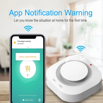Novo Tuya WiFi Dima Detektor Alarm Smart Požarno Zaščito 80DB Dima Alarm Senzor Home Security System Tuya Smart Življenje