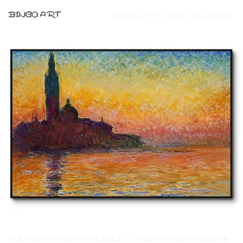 Poklicni Umetnik Reprodukcijo Impresionizem Krajine Zahod, Oljna slika na Platnu Reprodukcije Znanih Monet Sunset Oljno sliko