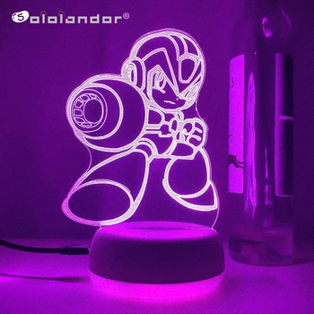 Rockman Mega Človek 3D Lava Svetilk Led RGB Neon Dotik Nočne Luči Darila za Prijatelje, Za Otroke igre na Srečo Soba Tabela Desk Barvita Dekoracija