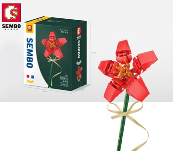 SEMBO DIY Cvetje Šopek Določa Mini Umetno Cvetje gradniki Darila Zaslon zidarske Opeke Igrače bloki igrače za dekleta