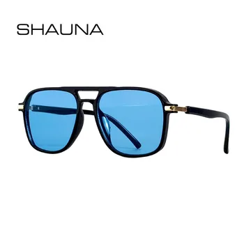 SHAUNA TR90 Anti-Modra Svetloba Očala Okvirji Retro Dvojno Mostov Ženske Ocean Objektiv Odtenki Moških Kvadratnih Sungasses UV400