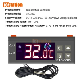 STC-3000 Digitalni Temperaturni Regulator Termostat Thermoregulator Senzor Temperature Rele za Ogrevanje, Hlajenje Inkubator