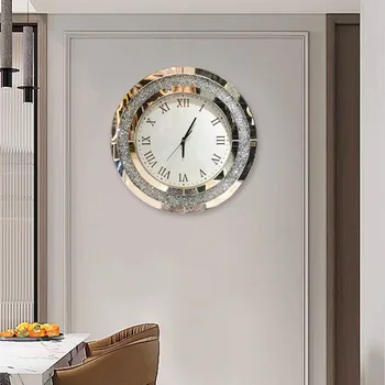 Stensko montirani dekorativni elektronska ura modna enostavno steklo stenske ure svetlobno razkošje ustvarjalne ura dnevna soba