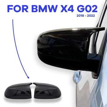 strani 2pcs Svetlo Sijajni Črni Rearview Mirror kritje Kape Zamenjava M slog Za BMW X4 G02 2018 - 2022