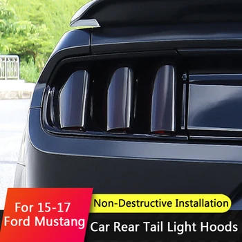 TAJIAN Avto Črna Zadaj Rep-lučka Dihalne Decoation 6Pcs Rep Svetlobe Kritje Avto Auto Exterial Pribor Za Ford Mustang 2015-2017
