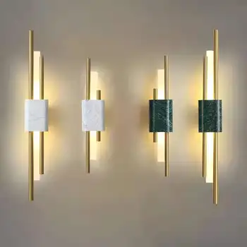 Tanto Stenske Luči Post-moderne marmorja lučka za Nordijsko luksuzni ustvarjalne stenske svetilke zlato za Foyer Bar Doma Dekor wall mount svetlobe