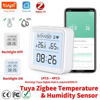 Tuya Zigbee Temperatura Vlažnost Senzor LED Blacklight Zaslon za Pametni Dom, Avtomatizacija Dela Z Tuya Zigbee Hub Prehod