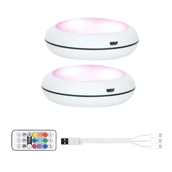 USB Polnilne RGB LED Kabinet Svetlobe Plošček Lučka 16 Barv Daljinsko Pod Polico Kuhinja Števec Razsvetljava