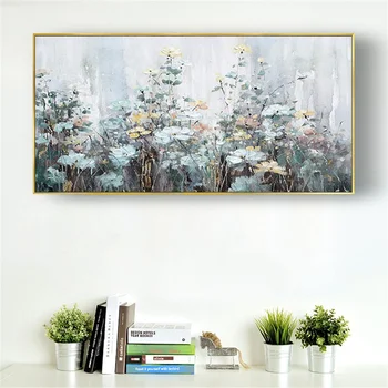 Velika Plošča Cvetje Sliko Ročno poslikano Oljna slika Wall Art Krajine Seascape Zidana Za Dom Dekor Slike Okrasite Sobo
