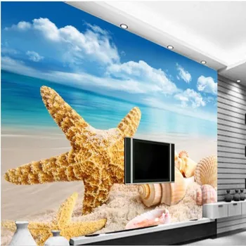 wellyu po Meri, veliko fresko HD 3D stereo plaži zvezda Conch TV ozadju stene ozadje de papel parede par quarto