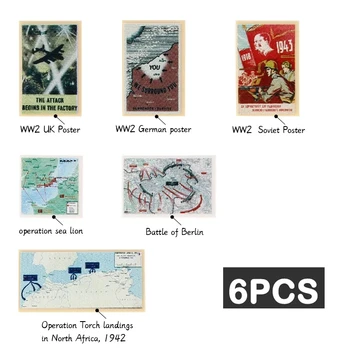 WW2 Vojaški Zemljevid Tiskani Deli Gradnik, nemški, Ameriški Sovjetski Vojni Plakat Vojak Številke Dekorativni Rekviziti Mini Opeke Igrača