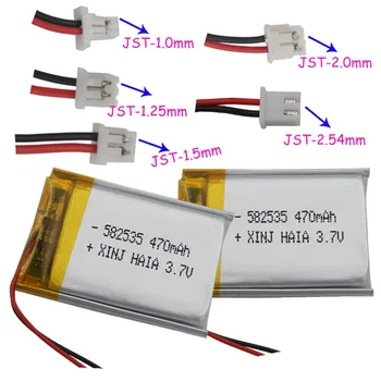 XINJ 2pcs 3,7 V 470mAh 582535 Polymer Li Litij-Lipo Baterije 2Pin 1.0 1.25 1.5 2.0 2.54 mm Za GPS Mp4 Avto Kamera DashCam