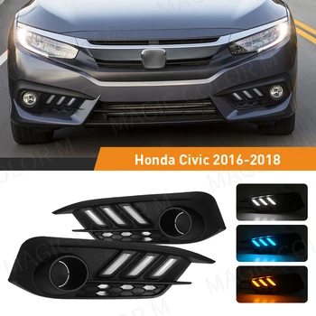 Za Honda Civic 2016 2017 2018 LED Dnevnih Luči DRL Avto Sprednji Odbijač Vožnje Zavijete Signal Svetilke Bela Rumena Modra 12V