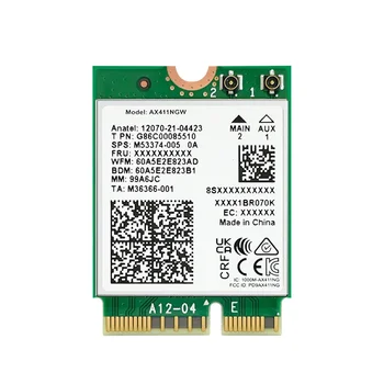 Za Intel AX411 za Kartico WiFi WiFi 6E CNVio2 Bluetooth 5.3 Tri-Band 5374Mbps Network Adapter za Prenosnik/PC Win10/11-64Bit