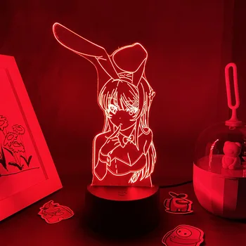 Zajček Dekle višji Waifu Mai Sakurajima Anime Slika Led Iluzijo, Nočne Luči Kul Darilo Za Prijatelja, Lava Svetilka Manga Spalnica Dekor