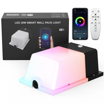 Združljiv z Alexa in Google Pomočnik Smart Steno Paket Luči 30W IP65 Zunanja Barva Spreminja, Zatemniti LED Stenska Luč