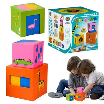 Živali Peek-a-boo Puzzle Pult Igra Zgodnje Izobraževanje Prostora Kognitivne Obliko Razsvetljenje Stavbe Igrače Za Otroke Nad 2 Leti